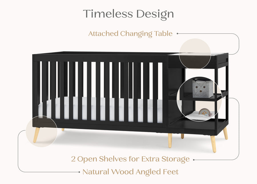 Ebony with Natural (1482) 22-Essex 4-in-1 Convertible Crib and Changer