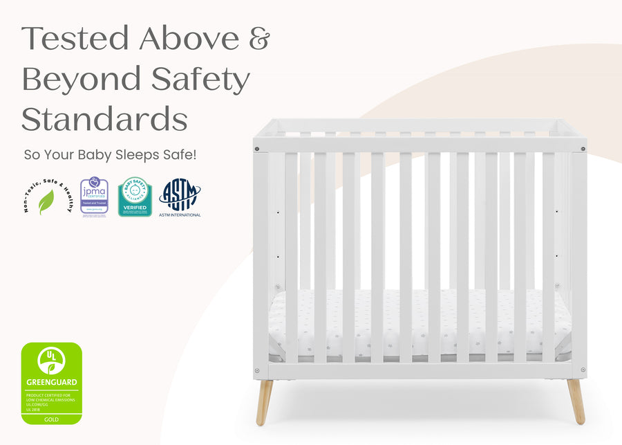 Bianca White with Natural (123) 24-Essex Convertible Mini Baby Crib with 2.75-Inch Mattress, Greenguard Gold Certified