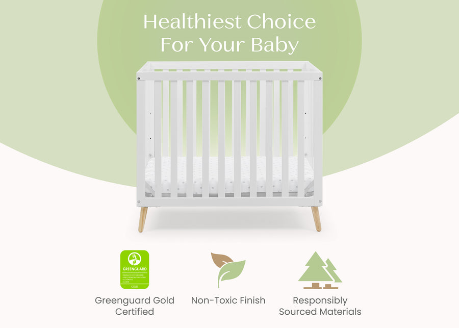 Bianca White with Natural (123) 19-Essex Convertible Mini Baby Crib with 2.75-Inch Mattress, Greenguard Gold Certified