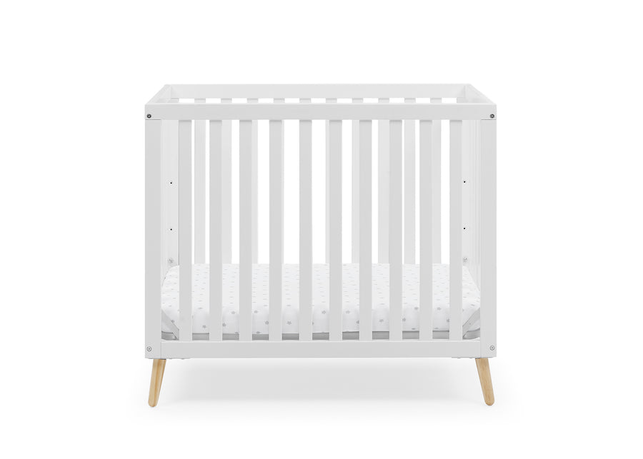 Bianca White with Natural (123) 25-Essex Convertible Mini Baby Crib with 2.75-Inch Mattress, Greenguard Gold Certified