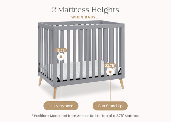 Essex Convertible Mini Baby Crib with Mattress