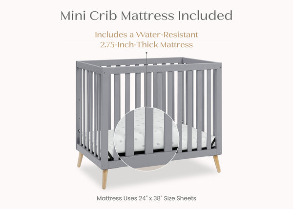 Essex Convertible Mini Baby Crib with Mattress