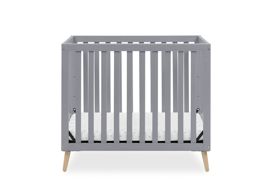 Grey with Natural (1359) 10-Essex Convertible Mini Baby Crib with 2.75-Inch Mattress, Greenguard Gold Certified