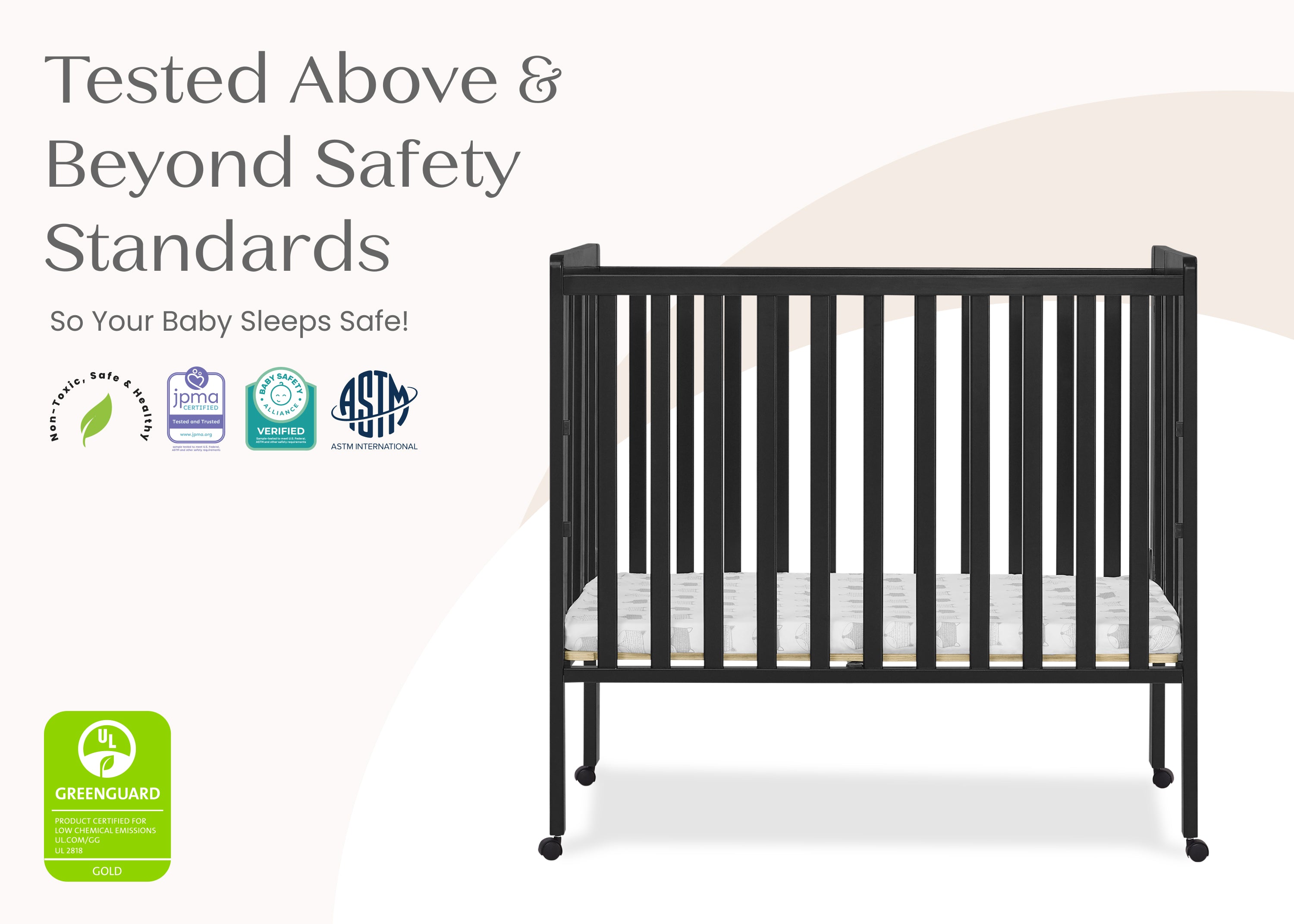 Lee Portable Folding Mini Crib with 1.5-Inch Mattress
