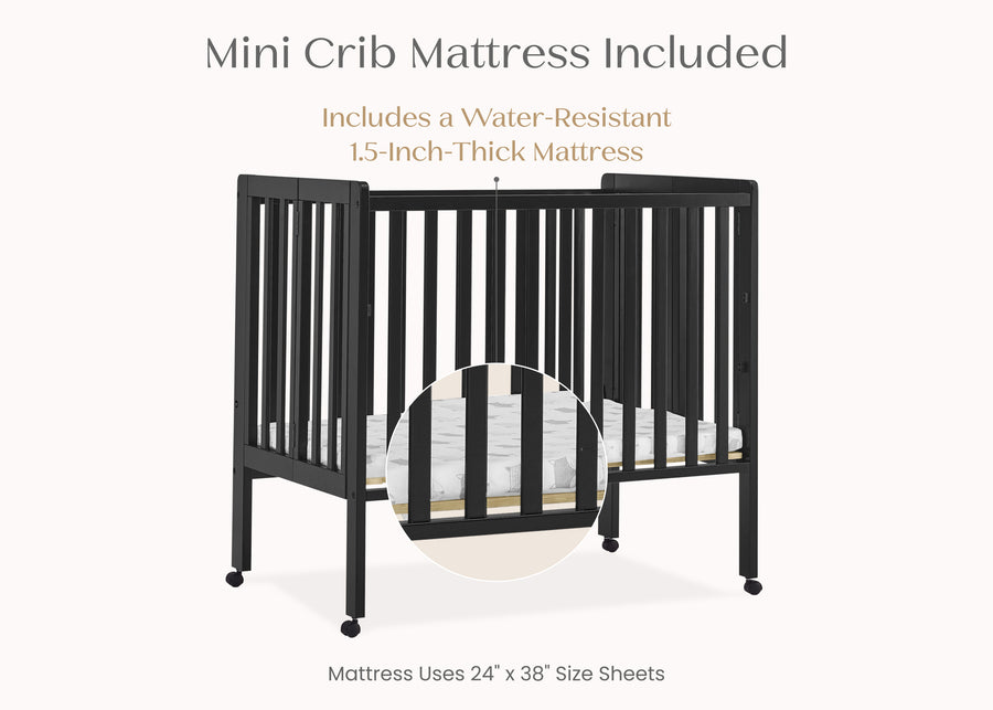 Ebony (0011) 48-Lee Portable Folding Mini Crib with 1.5-Inch Mattress