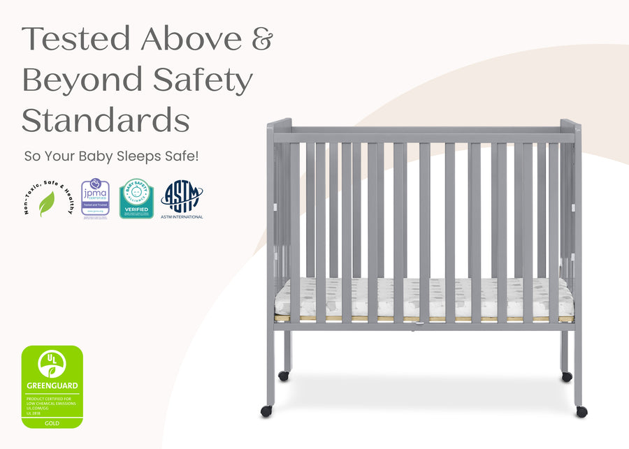 Grey (026) 7-Lee Portable Folding Mini Crib with 1.5-Inch Mattress