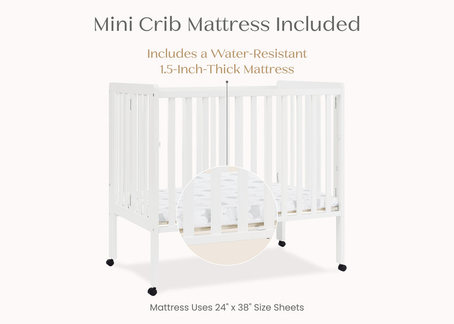 Bianca White (130) 20-Lee Portable Folding Mini Crib with 1.5-Inch Mattress