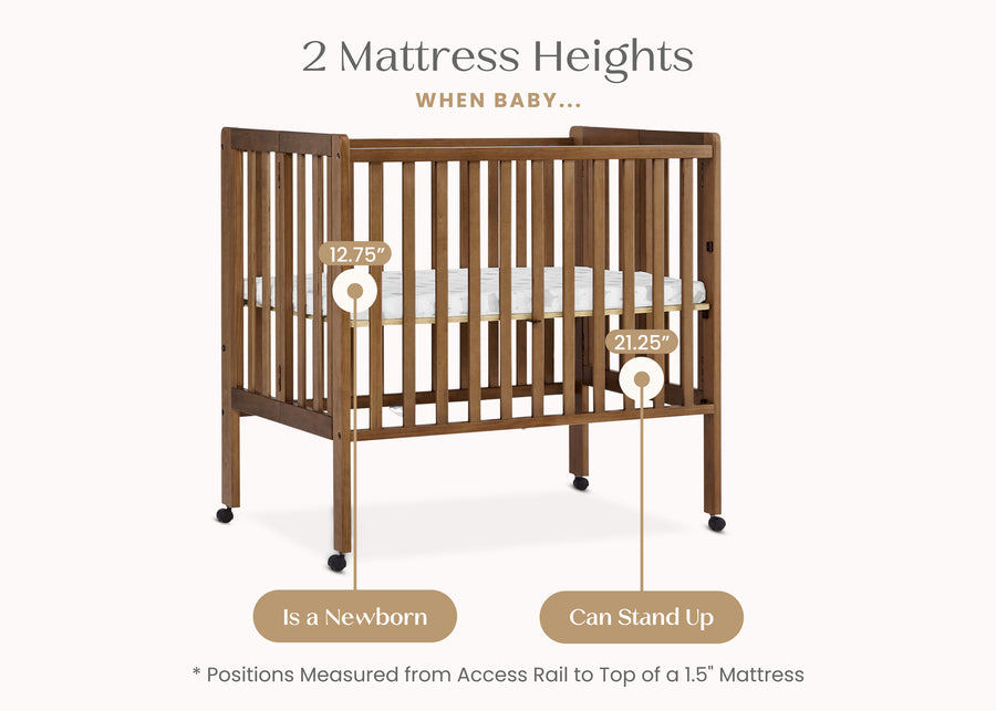 Chestnut (836) 32-Lee Portable Folding Mini Crib with 1.5-Inch Mattress