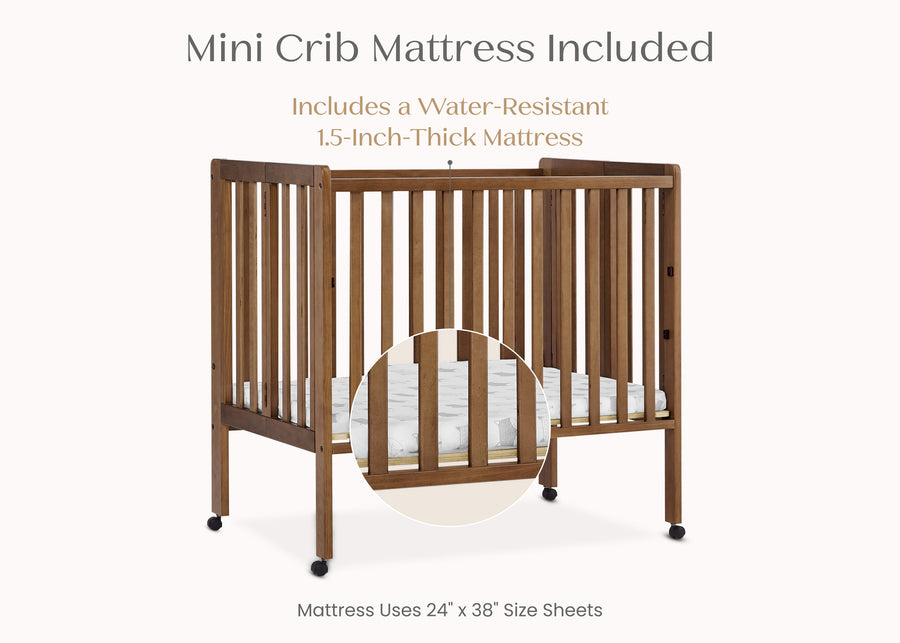Chestnut (836) 34-Lee Portable Folding Mini Crib with 1.5-Inch Mattress