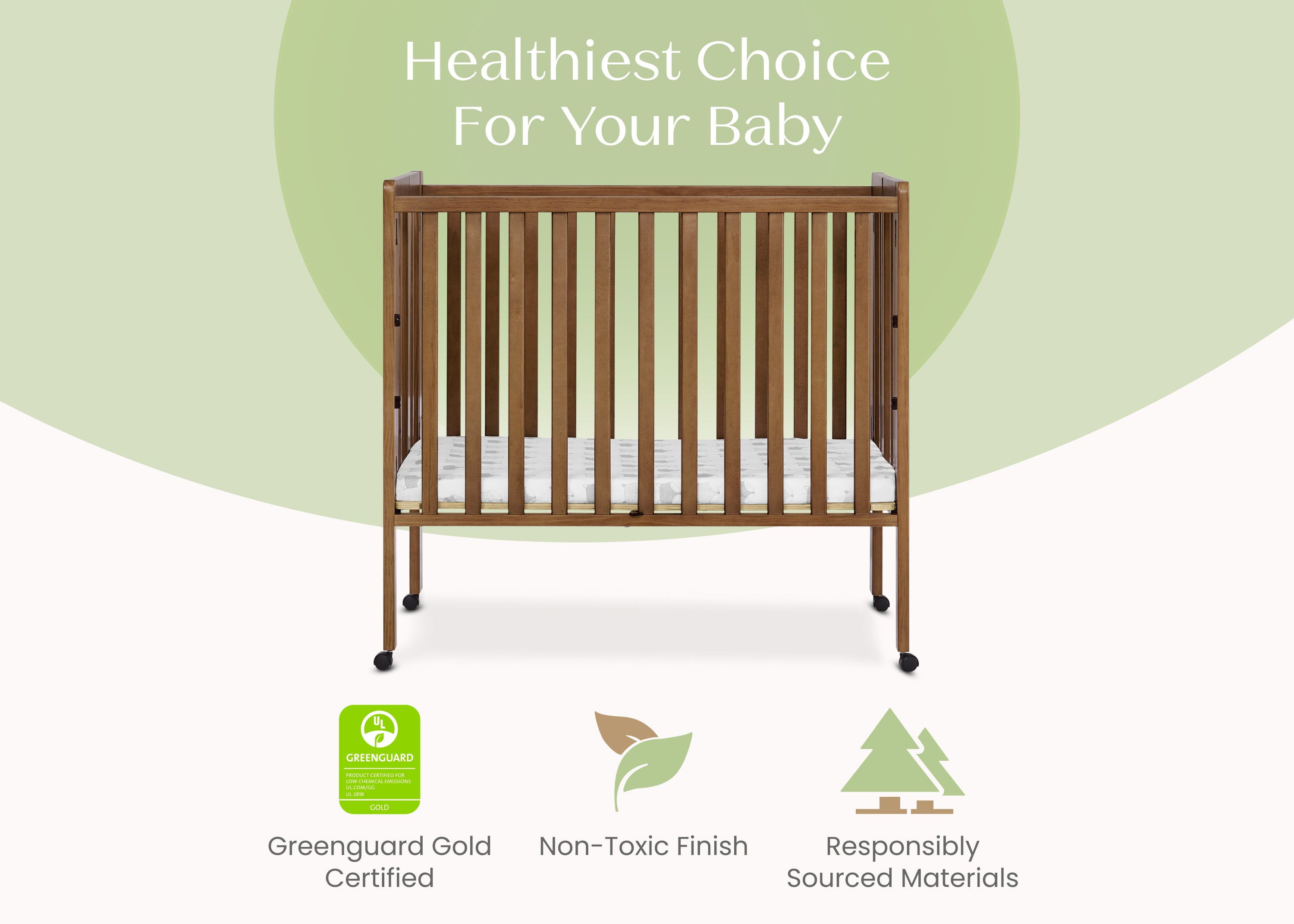 Lee Portable Folding Mini Crib with 1.5-Inch Mattress | Delta Children