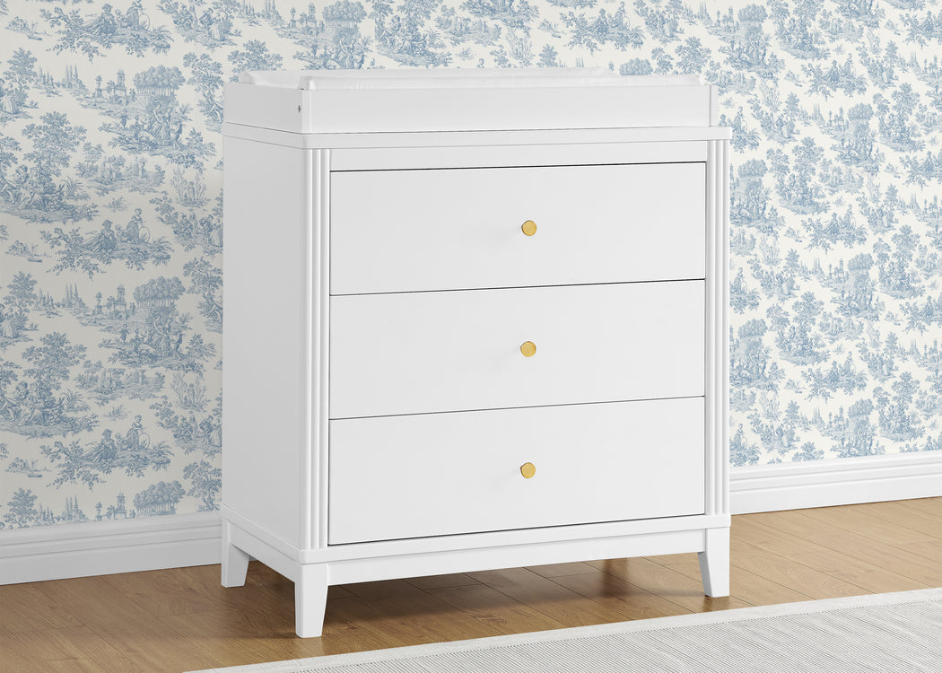 Eloise 3 Drawer Dresser with Changing Top and Interlocking DrawersBianca White (130)