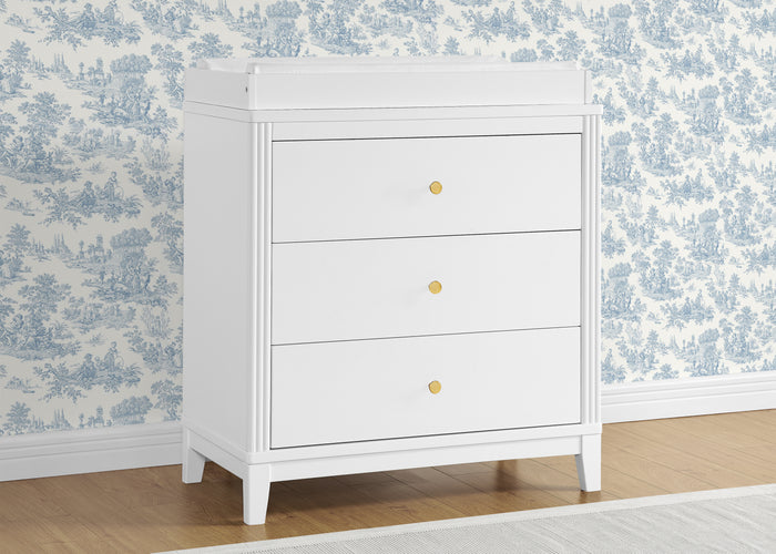 Eloise 3 Drawer Dresser with Changing Top and Interlocking DrawersBianca White (130)