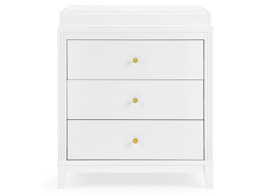 Bianca White (130) 2-Eloise 3 Drawer Dresser with Changing Top and Interlocking Drawers