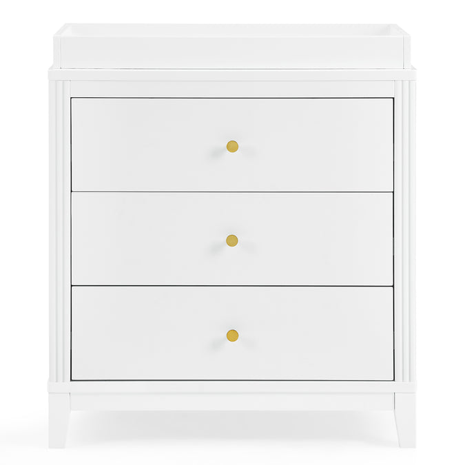DCB: Bianca White (130) 11-Eloise 3 Drawer Dresser with Changing Top and Interlocking Drawers