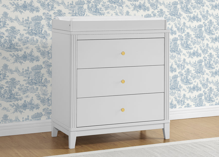 Moonstruck Grey (1351) 27-Eloise 3 Drawer Dresser with Changing Top and Interlocking Drawers