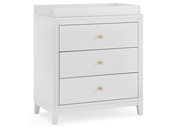 grey changing table dresser Ktaxon 3-Drawer Table, Infant Diaper Changing Station with Drawers, Safety Rails & Strap, Baby Changing for Nursery, Easy Smooth surface 3-Drawer Dresser Changing Table with
