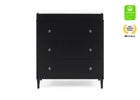 Ebony (0011) 2-Bowie 3 Drawer Dresser with Changing Top and Interlocking Drawers