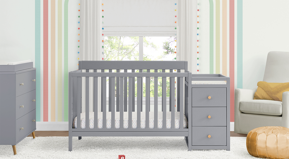 Flynn 5-in-1 Crib and Changer Grey