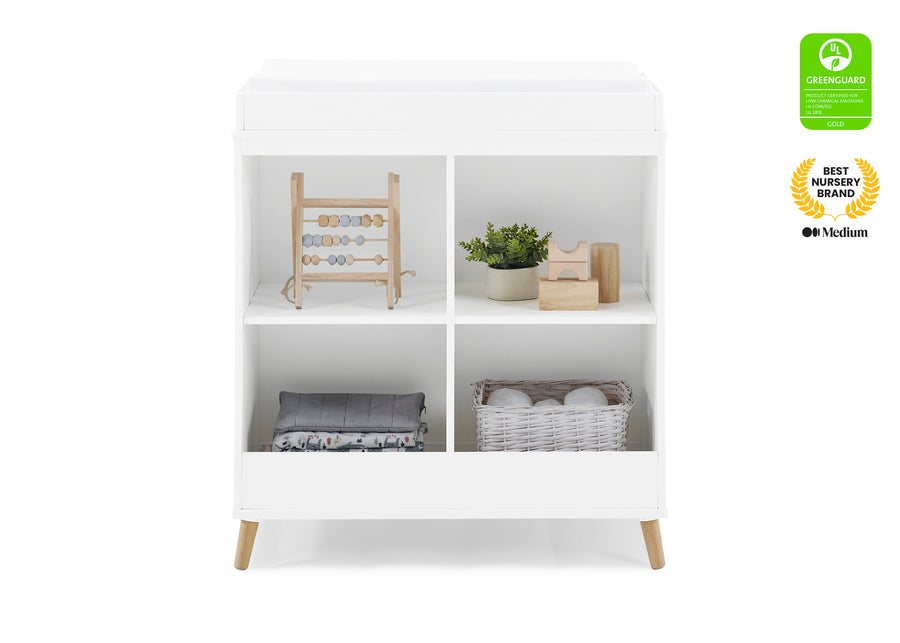 Bianca White with Natural (123) 7-Jordan Storage Changing Table