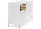 Bianca White with Natural (123) 4-Jordan 6 Drawer Dresser with Interlocking Drawers
