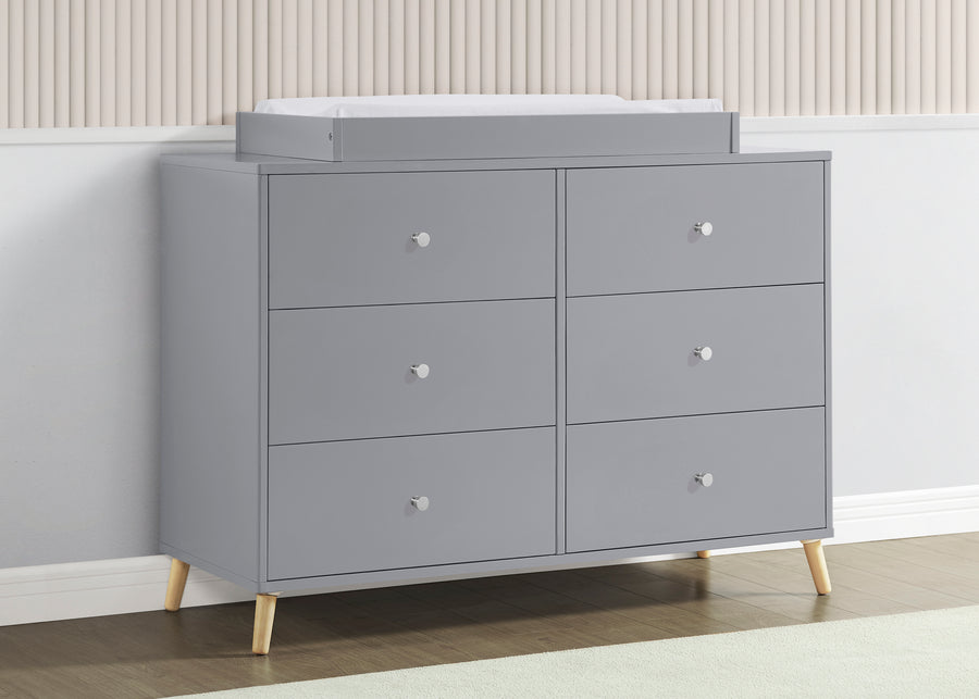 Grey with Natural (1359) 9-Jordan 6 Drawer Dresser with Interlocking Drawers