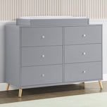 Jordan 6 Drawer Dresser with Interlocking Drawers - Grey with Natural (1359) - Accessories
