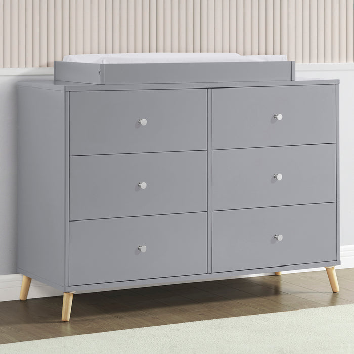 W130060 1359 Jordan 6dr dresser grey wNatural lifestyle 102 3-Jordan 6 Drawer Dresser with Interlocking Drawers