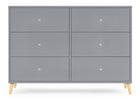Grey with Natural (1359) 10-Jordan 6 Drawer Dresser with Interlocking Drawers