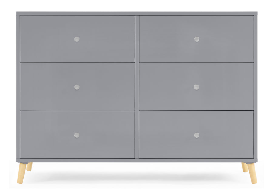 Grey with Natural (1359) 10-Jordan 6 Drawer Dresser with Interlocking Drawers