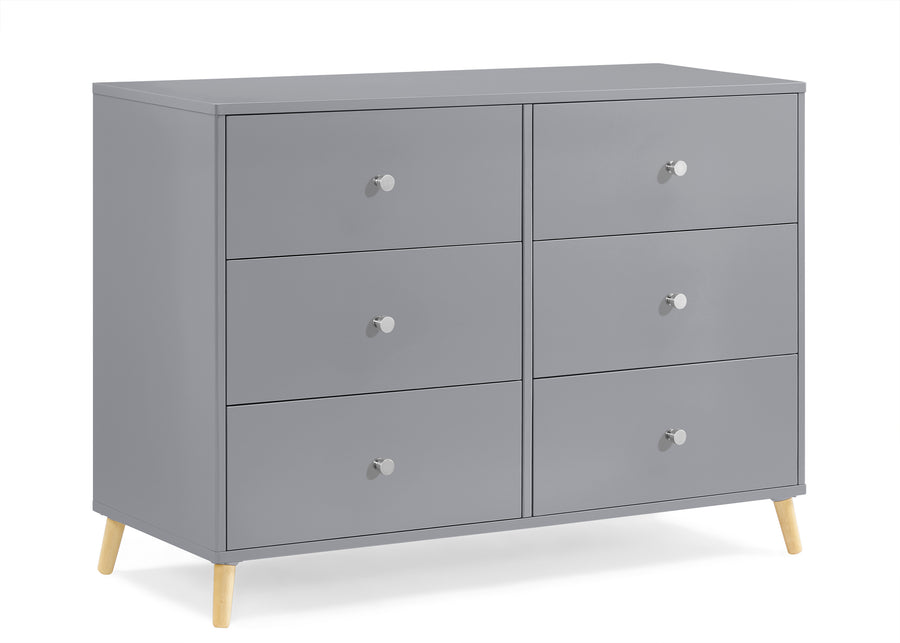 Grey with Natural (1359) 13-Jordan 6 Drawer Dresser with Interlocking Drawers