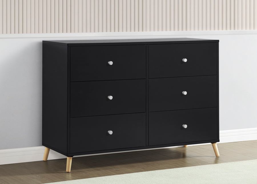 Midnight Grey with Natural (1372) 15-Jordan 6 Drawer Dresser with Interlocking Drawers