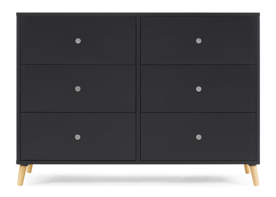 Midnight Grey with Natural (1372) 17-Jordan 6 Drawer Dresser with Interlocking Drawers