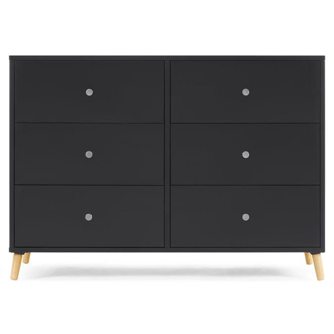 DCB: Midnight Grey with Natural (1372) 21-Jordan 6 Drawer Dresser with Interlocking Drawers