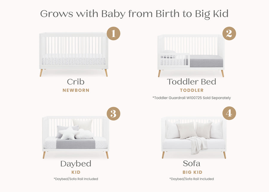 Bianca White with Natural (123) 19-Jordan 4-in-1 Convertible Crib
