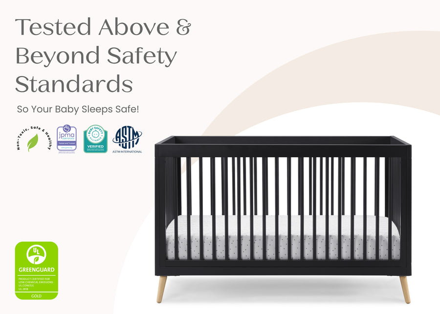 Midnight Grey with Natural (1372) 8-Jordan 4-in-1 Convertible Crib