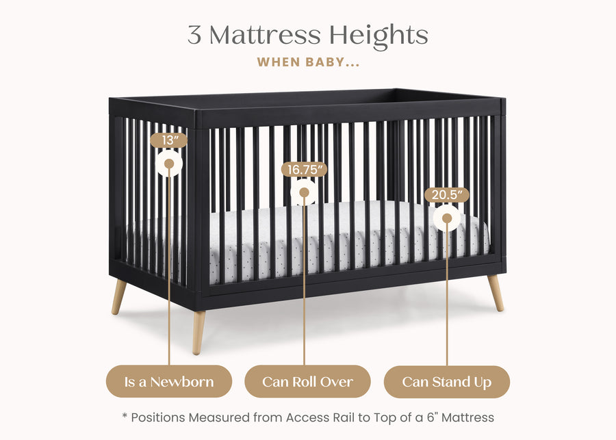 Midnight Grey with Natural (1372) 5-Jordan 4-in-1 Convertible Crib