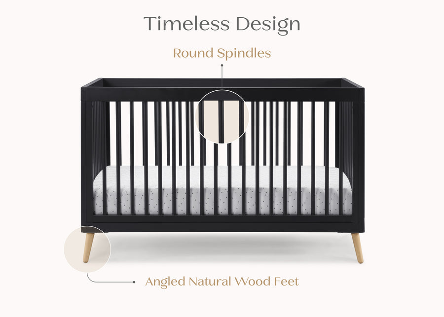 Midnight Grey with Natural (1372) 6-Jordan 4-in-1 Convertible Crib