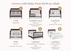 Stages of a multi-functional bed product from crib to adult bed 17-Remy 6-in-1 Convertible Crib