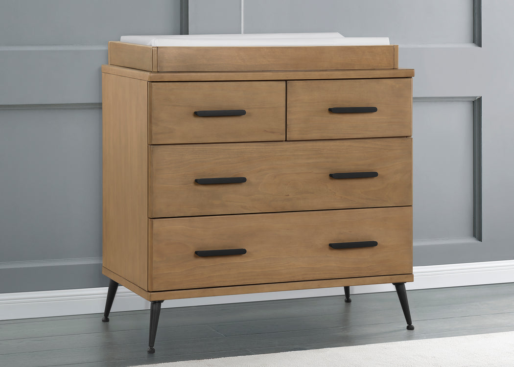 Sloane 4 Drawer Dresser with Changing Top Acorn with Matte Black (786)