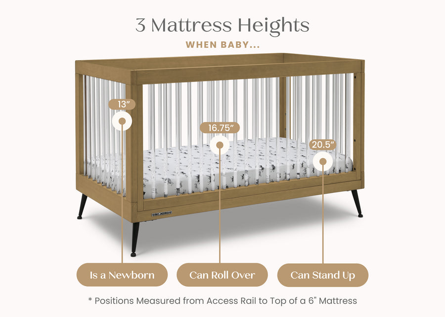 Acorn with Matte Black (786) 38-Sloane 4-in-1 Acrylic Convertible Crib