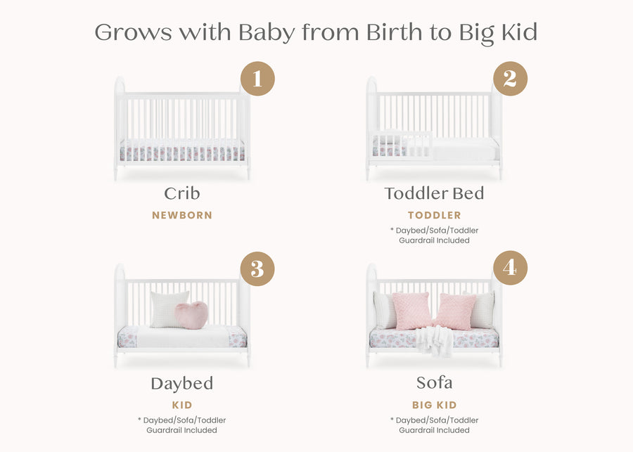 Bianca White with Textured Almond (1508) 3-Madeline 4-in-1 Convertible Crib