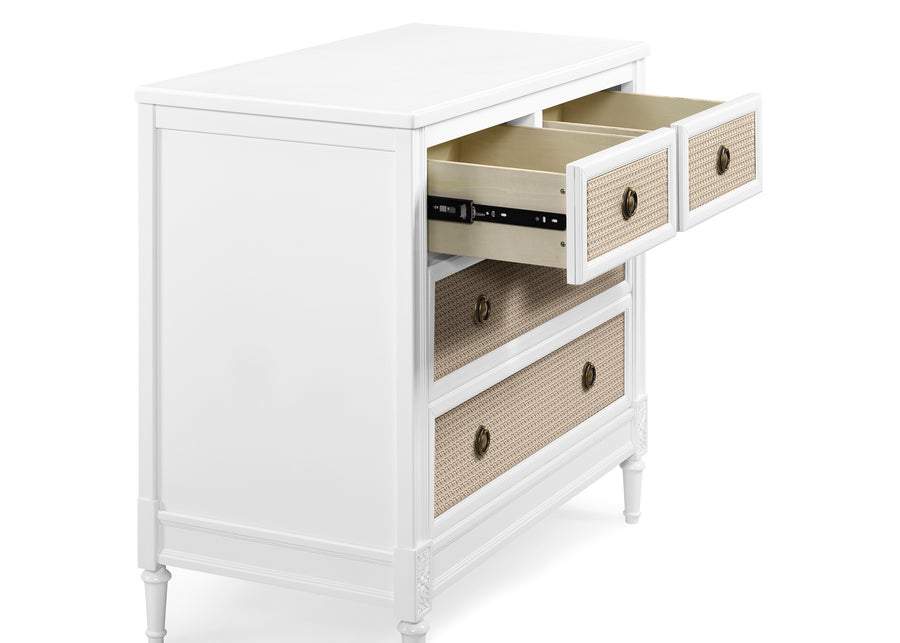 Bianca White with Textured Almond (1508) 4-Madeline 4 Drawer Dresser with Changing Top and Interlocking Drawers