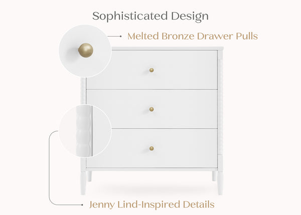 Lily 3 Drawer Dresser with Interlocking Drawers Lily 3 Drawer Dresser with Interlocking Drawers