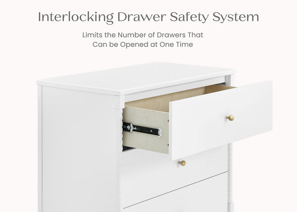 Lily 3 Drawer Dresser with Interlocking Drawers, Bianca White (130)