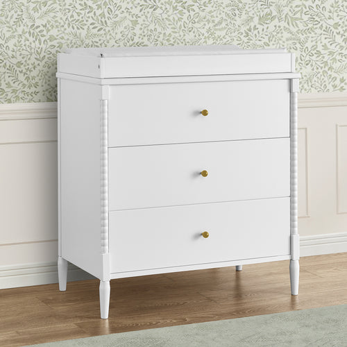 jenny lind dresser white Lily 3 Drawer Dresser with Interlocking Drawers