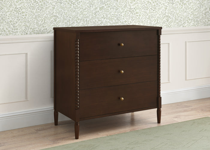 Lily 3 Drawer Dresser with Interlocking DrawersWalnut Espresso (1324)