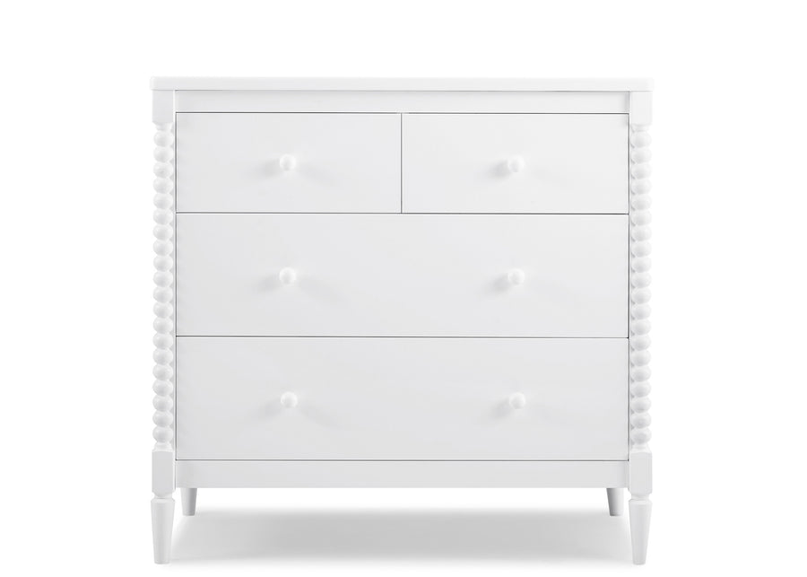 Bianca White (130) 11-Saint 4 Drawer Dresser with Changing Top and Interlocking Drawers