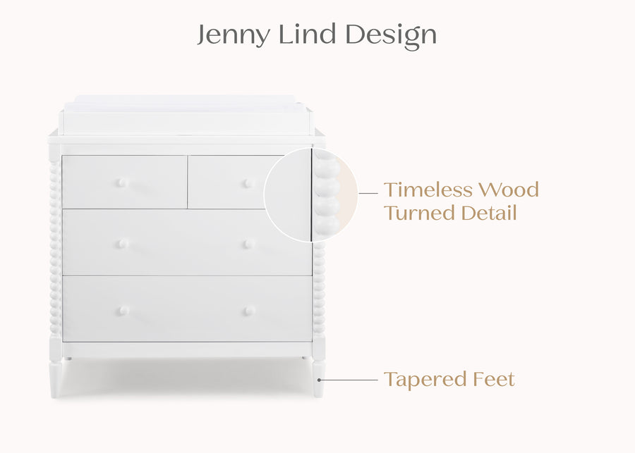 Bianca White (130) 23-Saint 4 Drawer Dresser with Changing Top and Interlocking Drawers