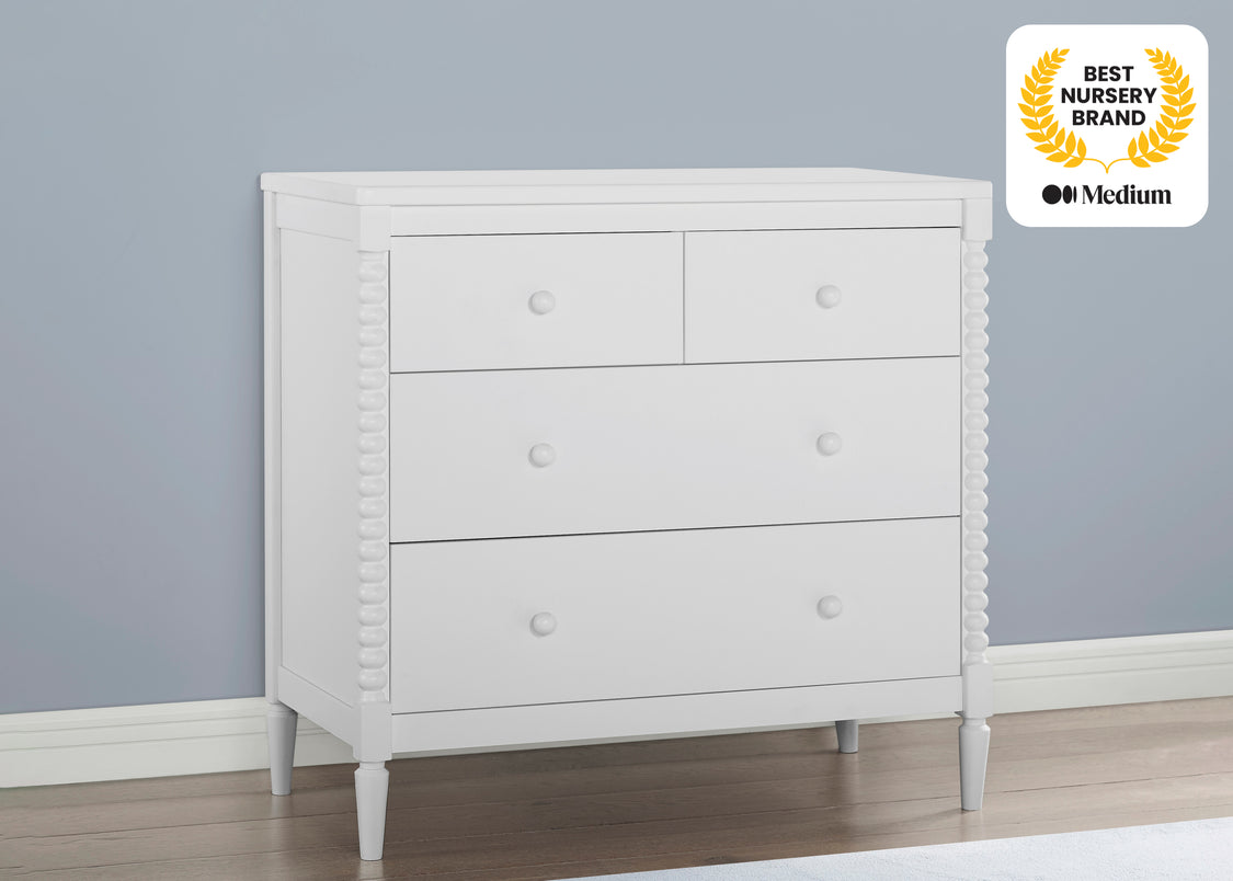 Delta Children Saint 4 Drawer Dresser with Changing Top, Bianca White