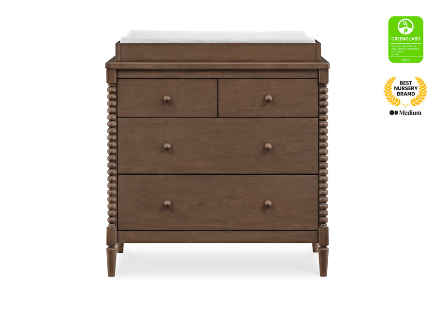 Teak Brown (1526) 2-Saint 4 Drawer Dresser with Changing Top and Interlocking Drawers